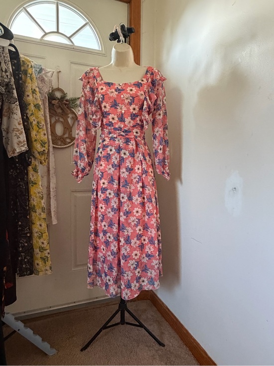 Dresses & Skirts - Floral Coral Maxi Dress with Ruffle Details fit s and m